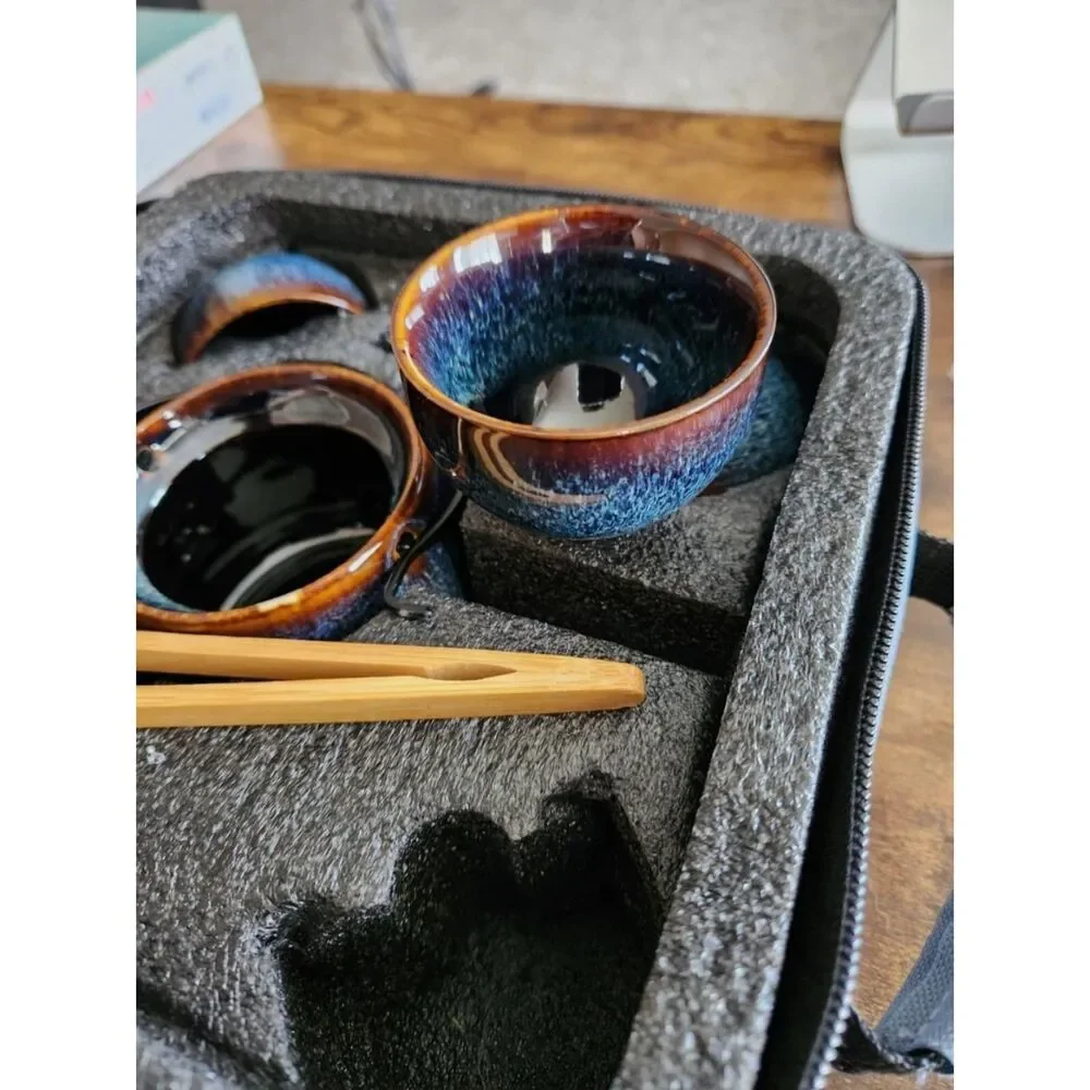 ceramic Chinese Kungfu Tea Set Portable Travel Tea Set in case
